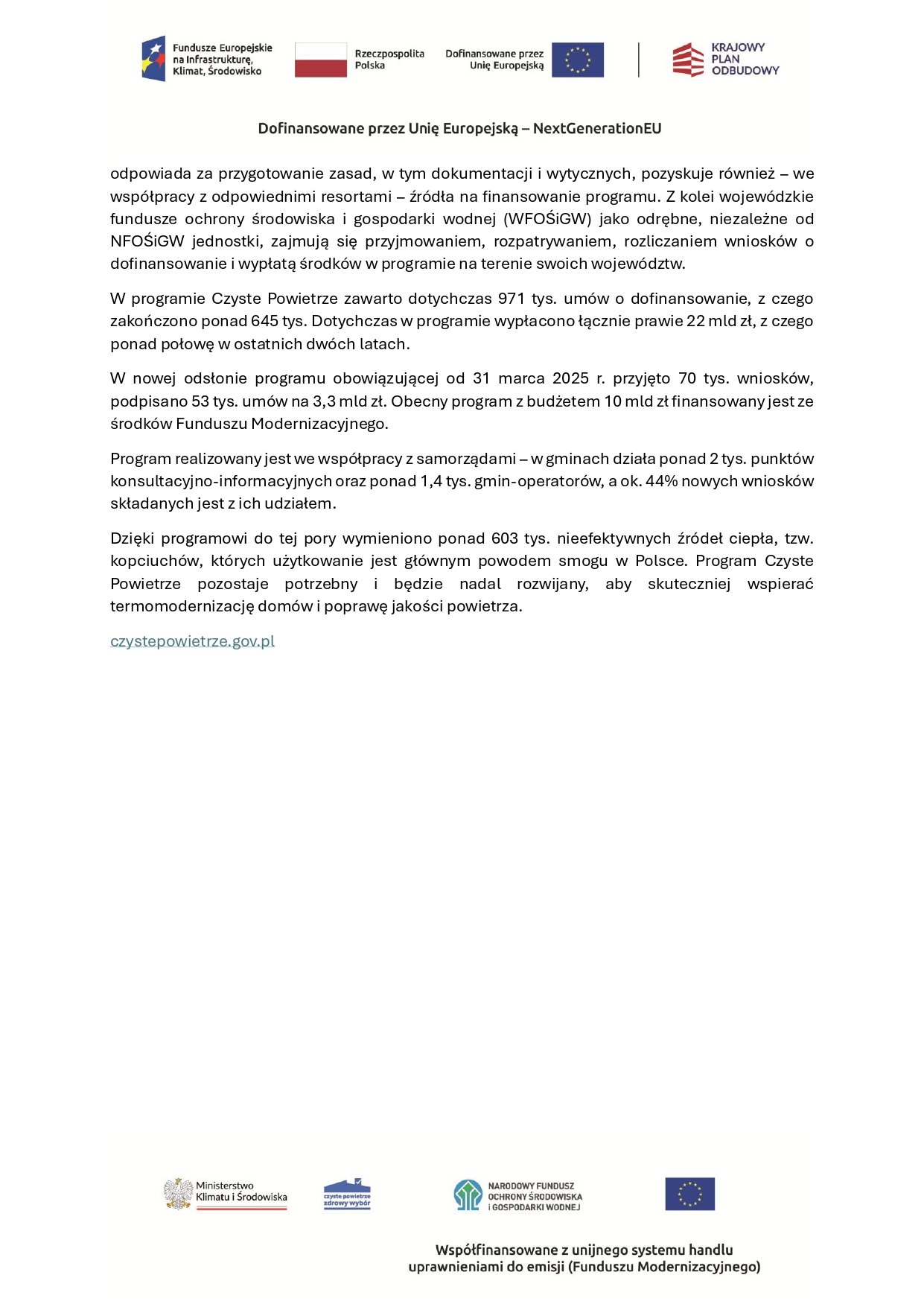 Zmiany w programie Czyste Powietrze od 20 lipca łatwiej skorzystasz z dotacji KOMUNIKAT PRASOWY page 0003